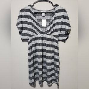 Motherhood Maternity Short Sleeve Stripped Tunic Style Top